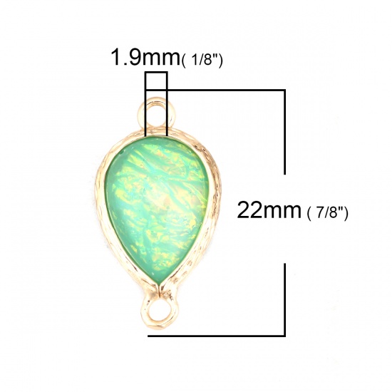 Picture of Crystal Connectors Drop Gold Plated Green AB Color 22mm x 12mm, 1 Piece