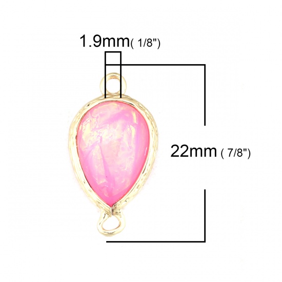 Picture of Crystal Connectors Drop Gold Plated Pink AB Color 22mm x 12mm, 1 Piece