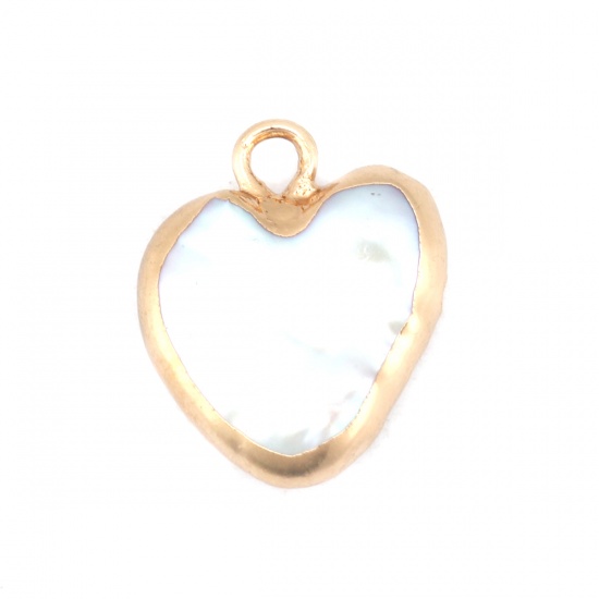 Picture of Natural Shell Connectors Heart Gold Plated Creamy-White 15mm x 13mm, 1 Piece