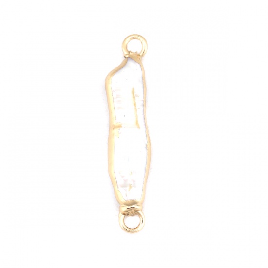 Picture of Natural Shell Connectors Irregular Gold Plated Creamy-White 3.2cm x 0.7cm, 1 Piece