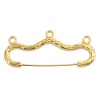 Picture of Zinc Based Alloy Pin Brooches Findings Hanger Gold Plated Stripe W/ Loop 4.6cm x 2cm, 10 PCs