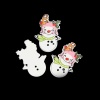 ウッド 縫製ボタン 2つ穴 クリスマス雪だるま 多色 32mm x 22mm、 30 個 の画像