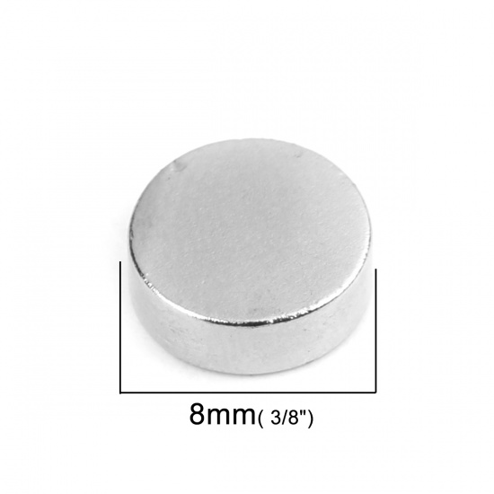 Picture of Magnetic Hematite Neodymium Magnets Round Silver Tone 8mm, 1 Piece