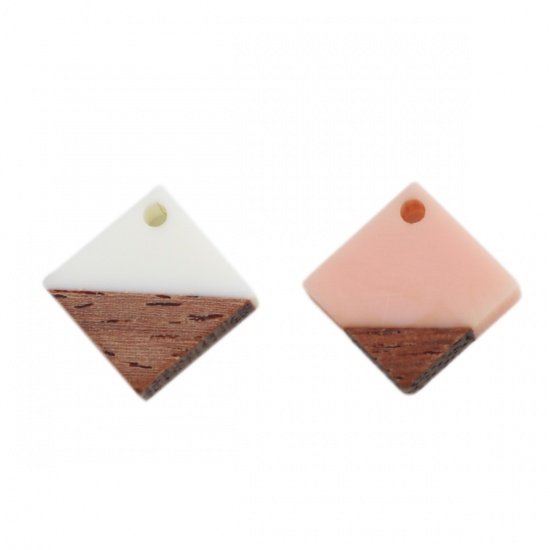 Immagine di Charm Resina Effetto Legno Charms Quadrato Bianco 12mm x 12mm, 10 Pz