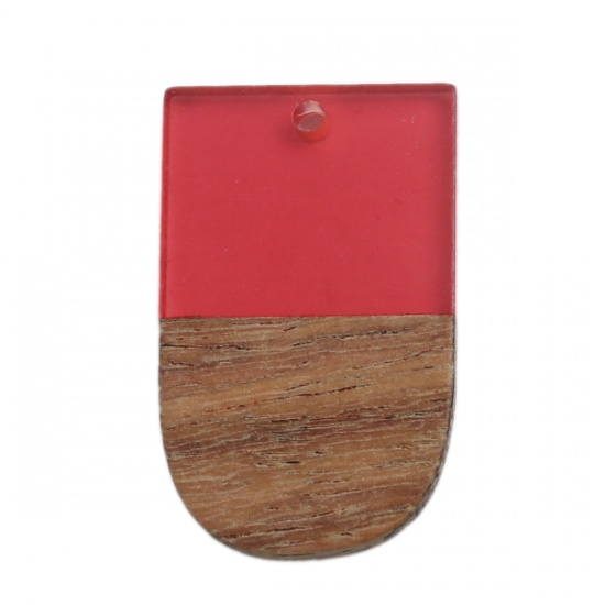 Picture of Wood Effect Resin Pendants Ice Lolly Red 3.2cm x 2cm, 2 PCs