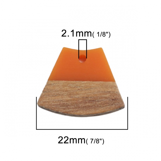 Immagine di Charm Resina Effetto Legno Charms Trapezoide Arancione 22mm x 18mm, 5 Pz