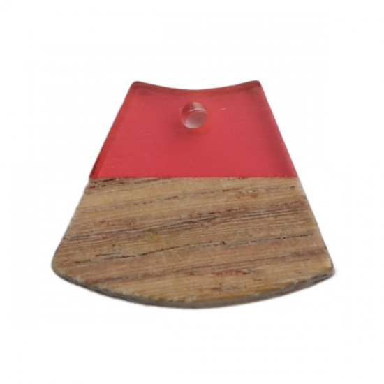 Picture of Wood Effect Resin Charms Trapezoid Red 22mm x 18mm, 5 PCs