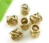 Picture of Zinc Based Alloy European Style Large Hole Charm Beads Gold Tone Antique Gold Flower Hallow 8x7mm, 30 PCs
