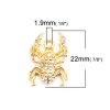 Picture of Zinc Based Alloy Charms Halloween Spider Animal Gold Plated Micro Pave White Rhinestone 22mm x 16mm, 2 PCs