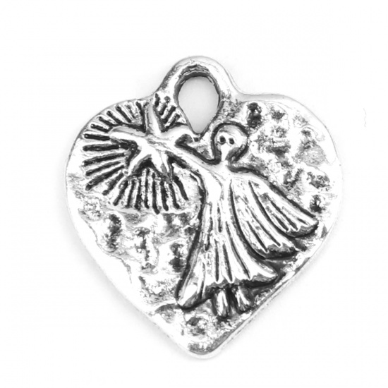 Изображение Цинковый Сплав Подвески Сердце Античное Серебро Ангел 20мм x 18мм, 20 ШТ