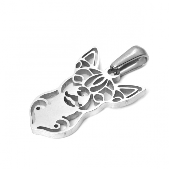 Immagine di 304 Acciaio Inossidabile Ciondoli Corgi Cane Tono Argento Filigrana 3.1cm x 1.7cm, 1 Pz