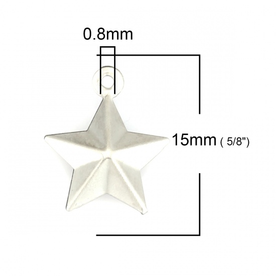Immagine di 304 Acciaio Inossidabile Charms Stella a Cinque Punte Tono Argento 15mm x 12mm, 20 Pz