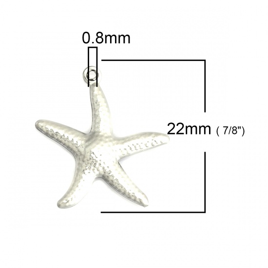 Picture of 304 Stainless Steel Ocean Jewelry Charms Star Fish Silver Tone 22mm x 21mm, 20 PCs