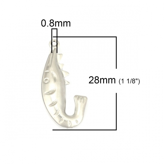 Picture of 304 Stainless Steel Ocean Jewelry Charms Silver Tone Shrimp 28mm x 13mm, 20 PCs