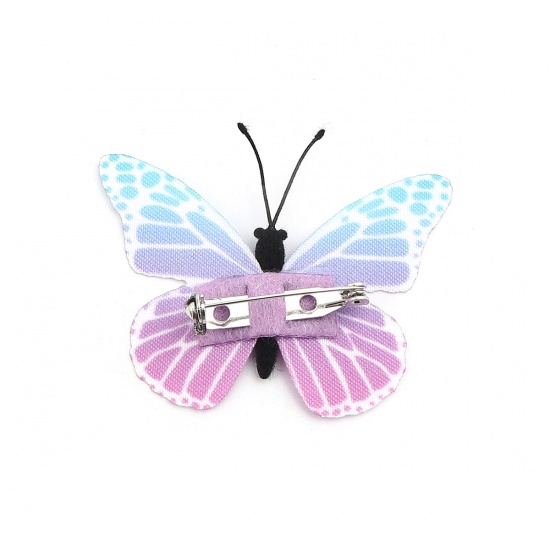 Bild von Stoff Ätherisch Schmetterling Brosche Zufällig Mix 5.5cm x 4.2cm, 1 Stück