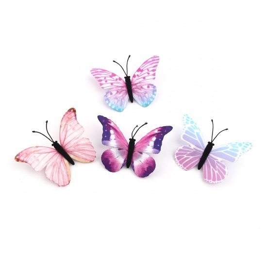 Picture of Fabric Ethereal Butterfly Pin Brooches At Random 5.5cm x 4.2cm, 1 Piece