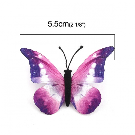Picture of Fabric Ethereal Butterfly Pin Brooches Multicolor 5.5cm x 4.2cm, 1 Piece