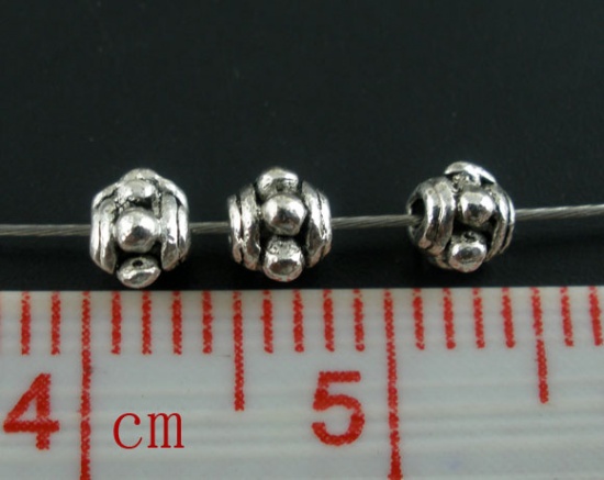 Bild von Ozean Schmuck Zinklegierung Rocailles Perlen Stern Antiksilber ca. 4mm x 4mm, Loch:ca. 1.1mm, 300 Stück