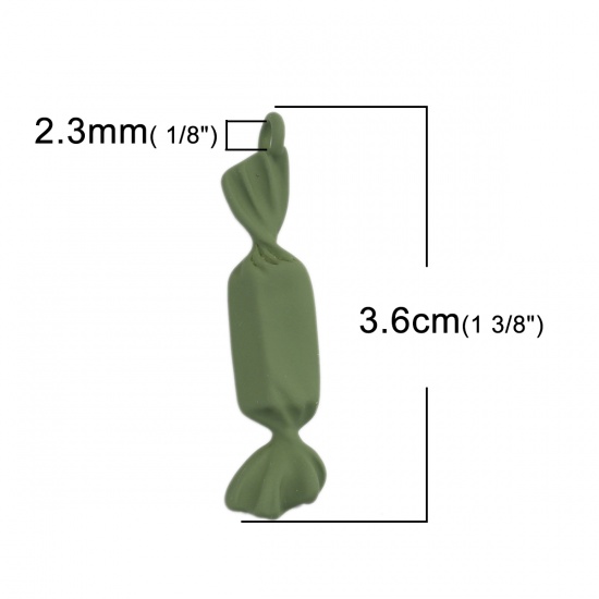 Picture of Zinc Based Alloy Pendants Candy Army Green 3.6cm x 0.9cm, 10 PCs