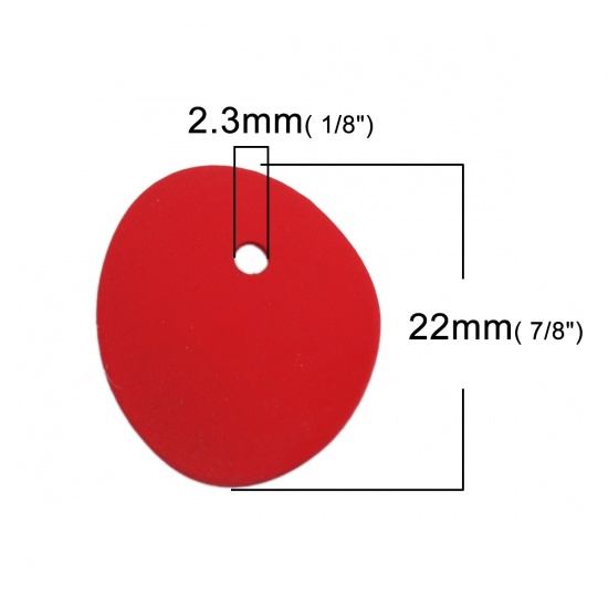 Immagine di Lega di Zinco Charms Ovale Rosso 22mm x 19mm , 10 Pz