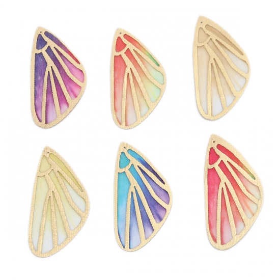 Immagine di Tessuto Ciondoli Ala della Farfalla Multicolore 6cm x 3cm, 5 Fogli