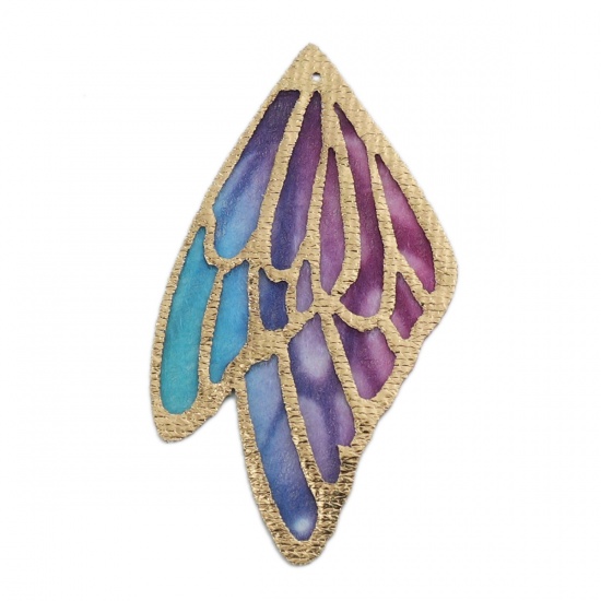 布 ペンダント 蝶の羽 多色 6cm x 3.4cm、 5 枚 の画像