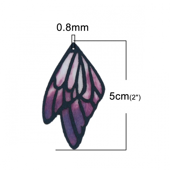 Immagine di Tessuto Ciondoli Ala della Farfalla Multicolore 5cm x 2.8cm, 5 Fogli