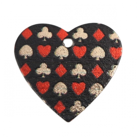 Picture of Iron Based Alloy Enamel Painting Charms Heart Multicolor Heart Sparkledust 20mm x 19mm, 5 PCs