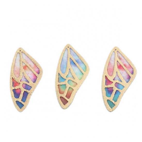 Picture of Fabric Pendants Butterfly Wing Multicolor 3.9cm x 1.8cm, 5 PCs