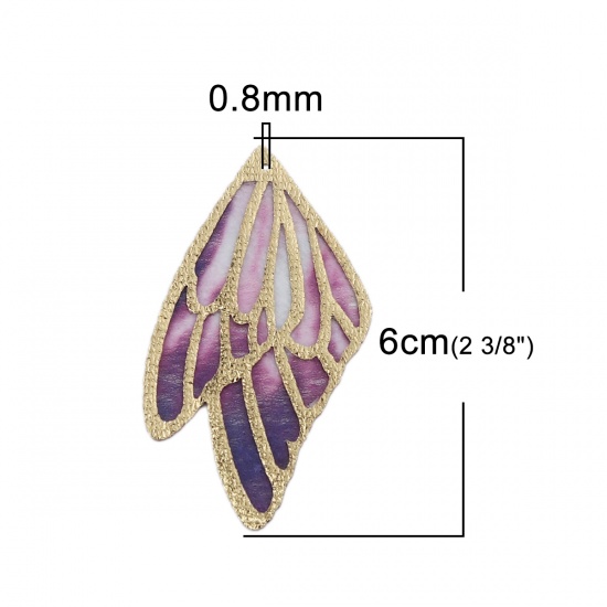 Immagine di Tessuto Ciondoli Ala della Farfalla Colore Fuscia 6cm x 3.4cm, 5 Fogli