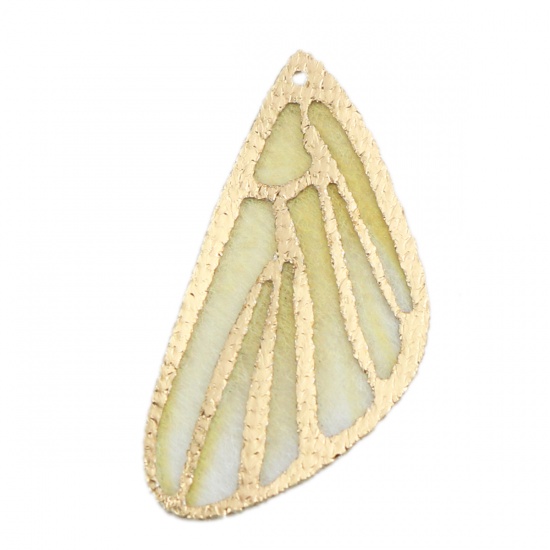 Immagine di Tessuto Ciondoli Ala della Farfalla Giallo Chiaro 3cm x 1.5cm, 5 Fogli