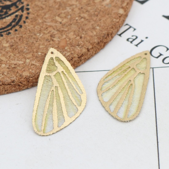 Picture of Fabric Pendants Butterfly Wing Pale Yellow 3cm x 1.5cm, 5 PCs