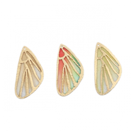 Picture of Fabric Pendants Butterfly Wing Pale Yellow 3cm x 1.5cm, 5 PCs