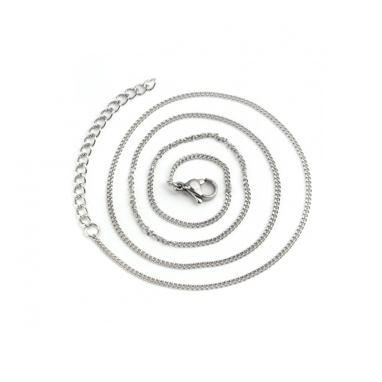 Picture of 304 Stainless Steel Link Curb Chain Necklace Silver Tone 48cm(18 7/8") long, 1 Piece