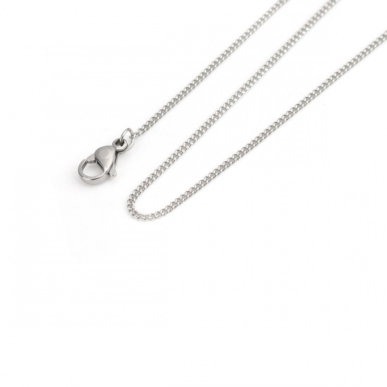 Picture of 304 Stainless Steel Link Curb Chain Necklace Silver Tone 48cm(18 7/8") long, 1 Piece
