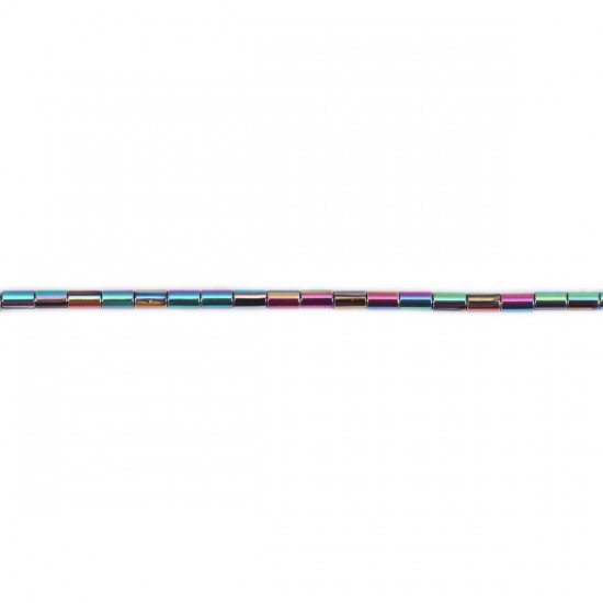 Image de (Classement B) Perles en Hématite （ Naturel ） Colonne Multicolore 5mm x 3mm, Trou: env. 1mm, 41cm long, 1 Enfilade (Env. 82 Pcs/Enfilade)