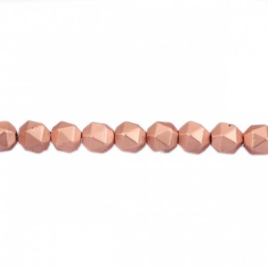 Picture of (Grade B) Hematite ( Natural ) Beads Rose Gold Matte About 8mm x 7mm, Hole: Approx 0.9mm, 40.5cm(16") - 39.5cm(15 4/8") long, 1 Strand (Approx 51 PCs/Strand)