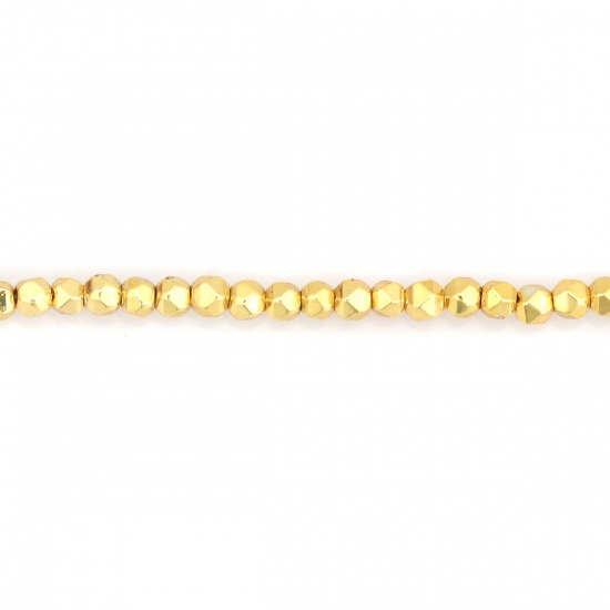 Immagine di (Grado B) Ematite ( Naturale ) Perline Oro Come 2mm x 2mm, Foro:circa 0.5mm, 40cm L unghezza, 1 Filo (Corca 202 Pz/ Sfilza)