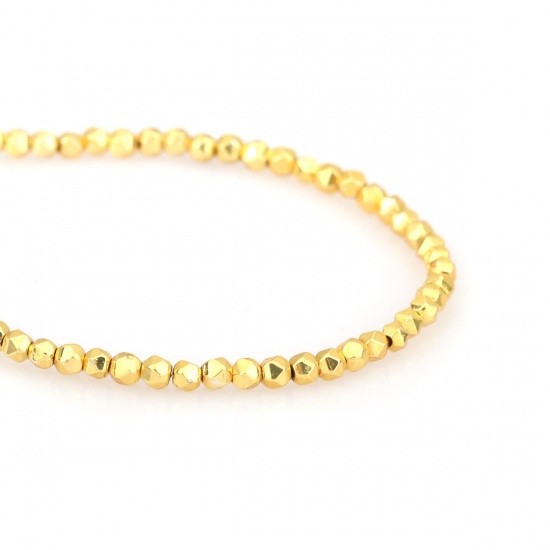 Immagine di (Grado B) Ematite ( Naturale ) Perline Oro Come 2mm x 2mm, Foro:circa 0.5mm, 40cm L unghezza, 1 Filo (Corca 202 Pz/ Sfilza)