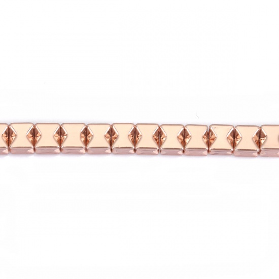 Immagine di (Grado B) Ematite ( Naturale ) Perline Oro Rosa Come 4mm x 4mm, Foro:circa 0.6mm, 40.5cm L unghezza, 1 Filo (Corca 101 Pz/ Sfilza)