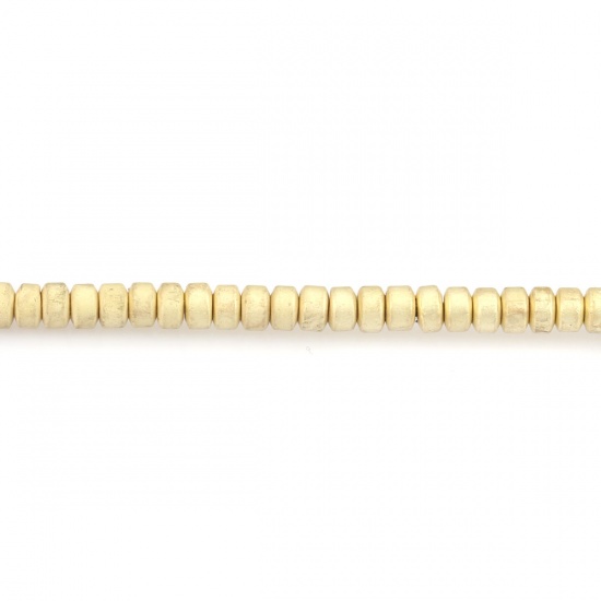 Picture of (Grade B) Hematite ( Natural ) Beads Round Pale Yellow Matte About 3mm Dia, Hole: Approx 0.7mm, 40.5cm(16") long, 1 Strand (Approx 198 PCs/Strand)