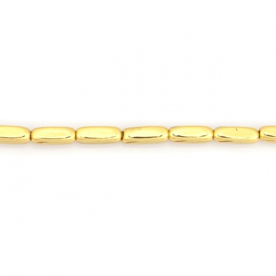 Immagine di (Grado B) Ematite ( Naturale ) Perline Rettangolo Oro Come 9mm x 3mm, Foro:circa 0.8mm, 41cm - 40.5cm L unghezza, 1 Filo (Corca 47 Pz/ Sfilza)