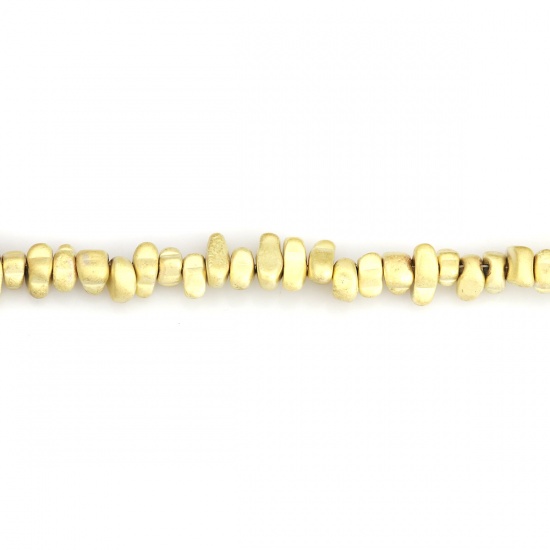 Изображение (Сорт B) Гематит ( Природный ) Бусины Бесформенный Light Gold штейн Примерно 9мм x 6мм - 6мм x 5мм, Размер Поры 0.7мм, 38см длина, 1 Нитка (Примерно 105 шт/нитка)