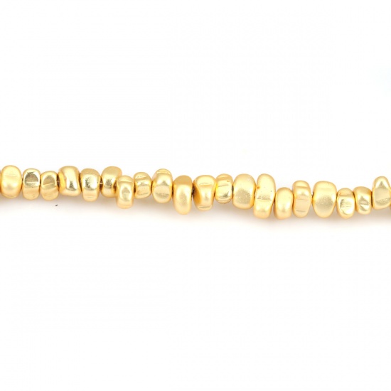 Immagine di (Grado B) Ematite ( Naturale ) Perline Irregolare Oro Matte Come 9mm x 6mm - 6mm x 5mm, Foro:circa 0.7mm, 38cm L unghezza, 1 Filo (Corca 105 Pz/ Sfilza)