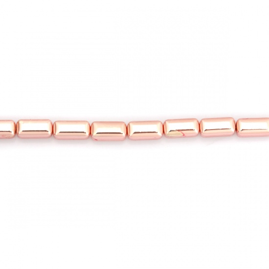 Immagine di (Grado B) Ematite ( Naturale ) Perline Rettangolo Oro Rosa Come 8mm x 4mm, Foro:circa 0.6mm, 41cm - 40.5cm L unghezza, 1 Filo (Corca 51 Pz/ Sfilza)
