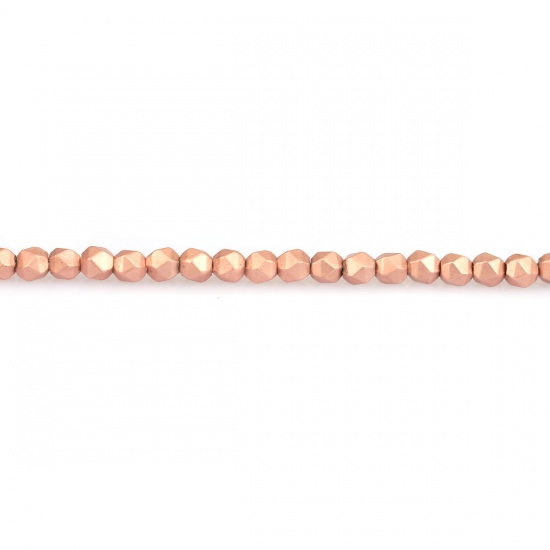 Picture of (Grade B) Hematite ( Natural ) Beads Rose Gold Matte About 3mm x 3mm, Hole: Approx 1mm, 40cm(15 6/8") long, 1 Strand (Approx 130 PCs/Strand)