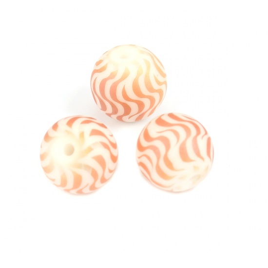 Picture of Glass Beads Round Orange Wave About 10mm Dia, Hole: Approx 1.4mm, 20 PCs