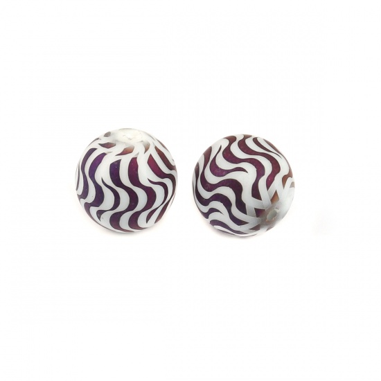 Picture of Glass Beads Round Purple Wave About 10mm Dia, Hole: Approx 1.4mm, 20 PCs