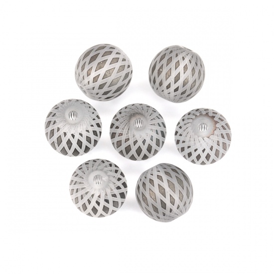 Picture of Glass Beads Round Dark Gray Rhombus About 10mm Dia, Hole: Approx 1.4mm, 20 PCs