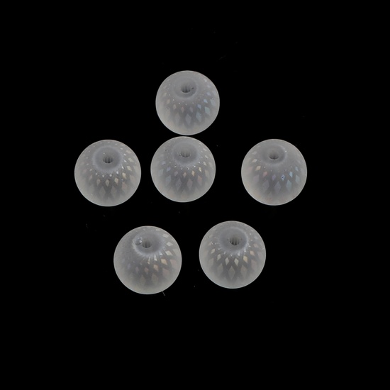 Image de Perles en Verre Rond Semi-Transparent Couleur AB Losanges Env. 10mm Dia, Trou: 1.4mm, 20 Pcs